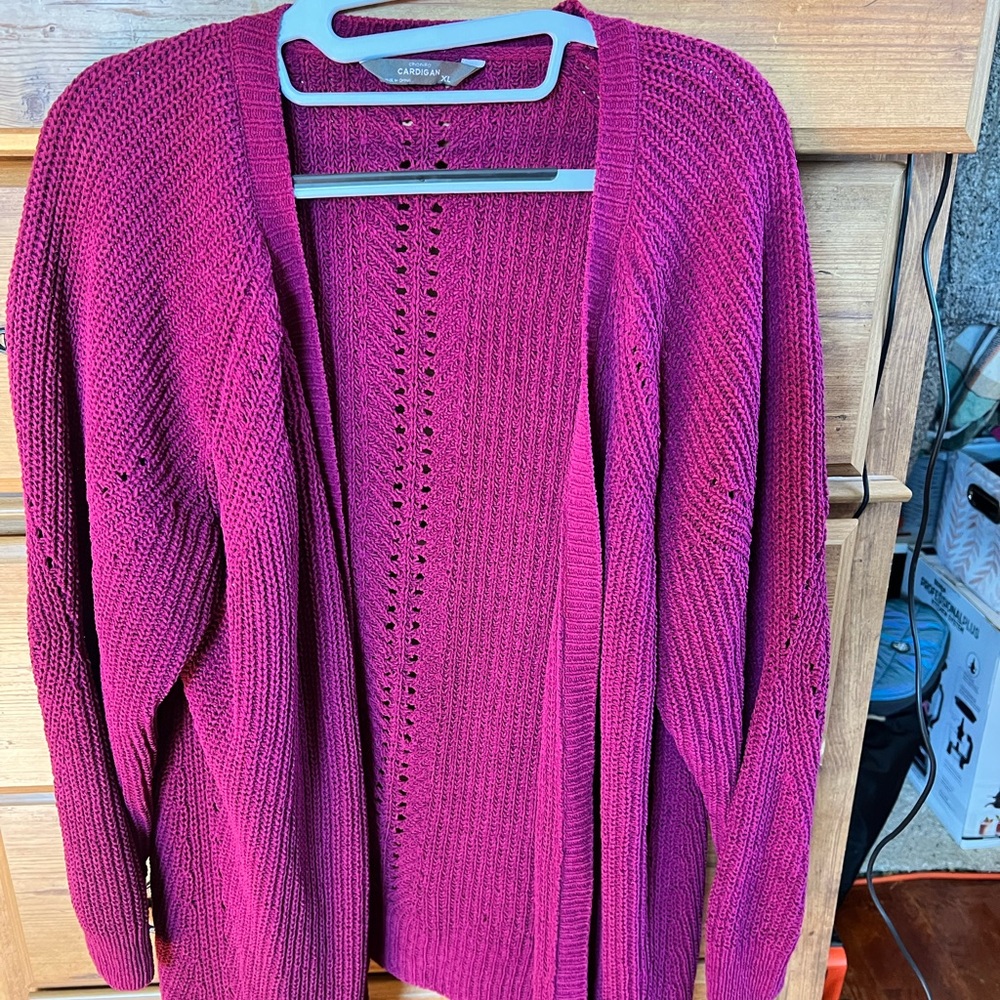 Women's Magenta Knit Cardigan